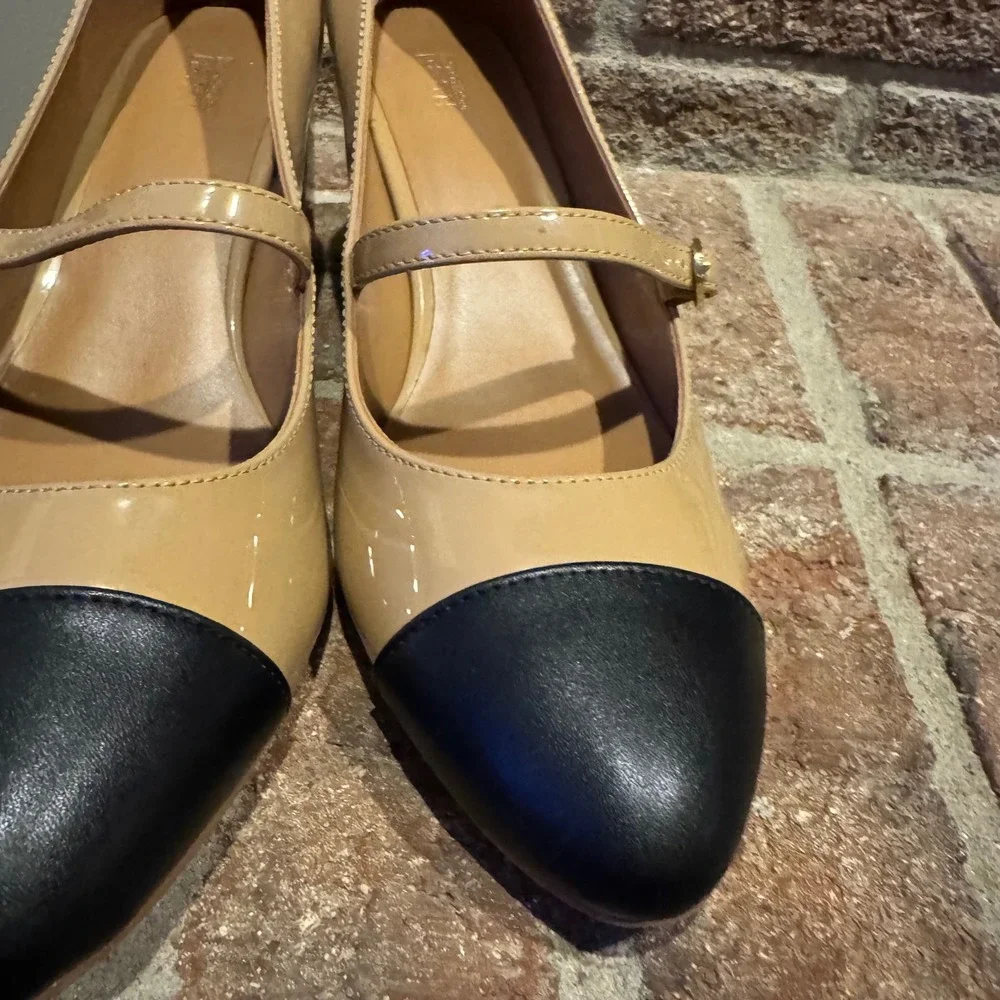 Nordstrom Rack Jackie Cap Toe Mary Jane Pump Patent Light Brown, Tan Size 8M 422